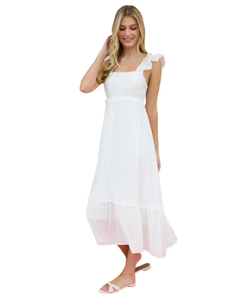 Ragen Ruffle Sleeveless Midi Dress