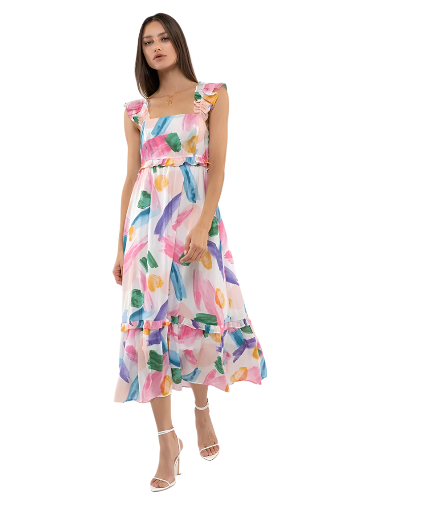 Brooklyn Brush Stroke Midi Dress