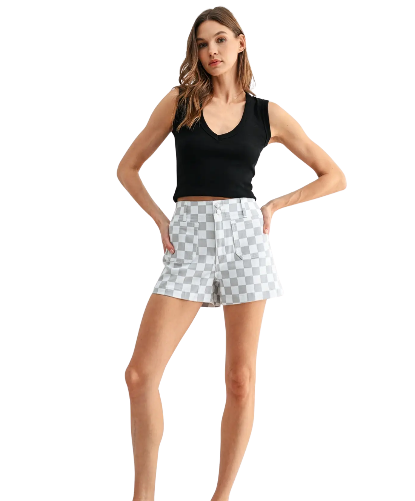 Case High Rise Chess Print Shorts
