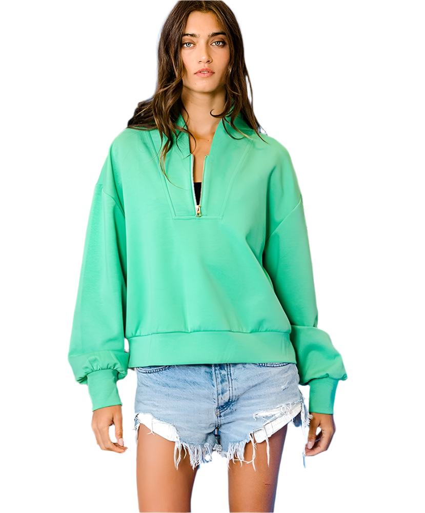 Hartley Half Zip - Up Scuba Sweatshirt LS