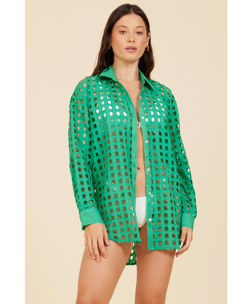 Eva Eyelet LS Button Down