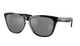 Oakley sunglasses with a glossy black acetate frame and dark gray lenses, shown from a three-quarters angle on a white background.