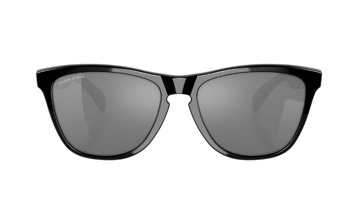 Polar sunglasses with a glossy black acetate frame and dark gray mirrored lenses, shown from the front on a solid white background.