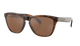 A pair of square-frame sunglasses with a translucent dark brown and amber tortoiseshell acetate frame and warm brown lenses. The brand name 'PETER LIN' is visible in gold lettering on the silver-toned temple arm.