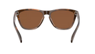 A pair of Oakley frogskin sunglasses with a brown tortoiseshell frame and brown tinted lenses, shown from a front-facing perspective on a solid white background.