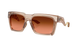 Sunglasses with a beige frame and brown gradient lenses on a white background