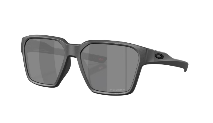 Oakley Briza Sunglasses with dark lenses and gray frame on a white background
