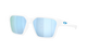 White Oakley Briza Sunglasses with blue mirrored lenses on a white background