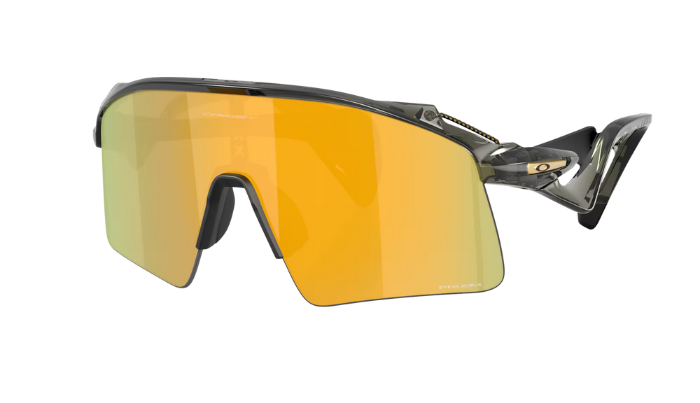 Oakley Stunt Wing Sunglasses with orange reflective lenses and black frame on a white background