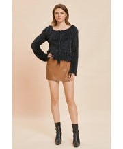 Cassie Crossover Faux Leather Skort