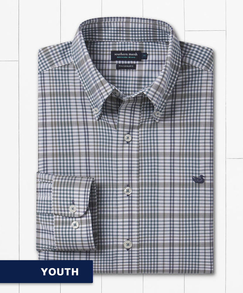 Southern Marsh - Youth Shores Windowpane Performance Dress Shirt
