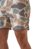 Burlebo Camouflage-patterned swim shorts worn by a person on a white background