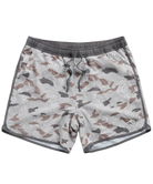 Burlebo swim shorts with a camouflage pattern on a white background