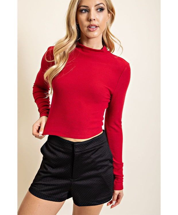 Hartley High Collar Cropped Knit Top
