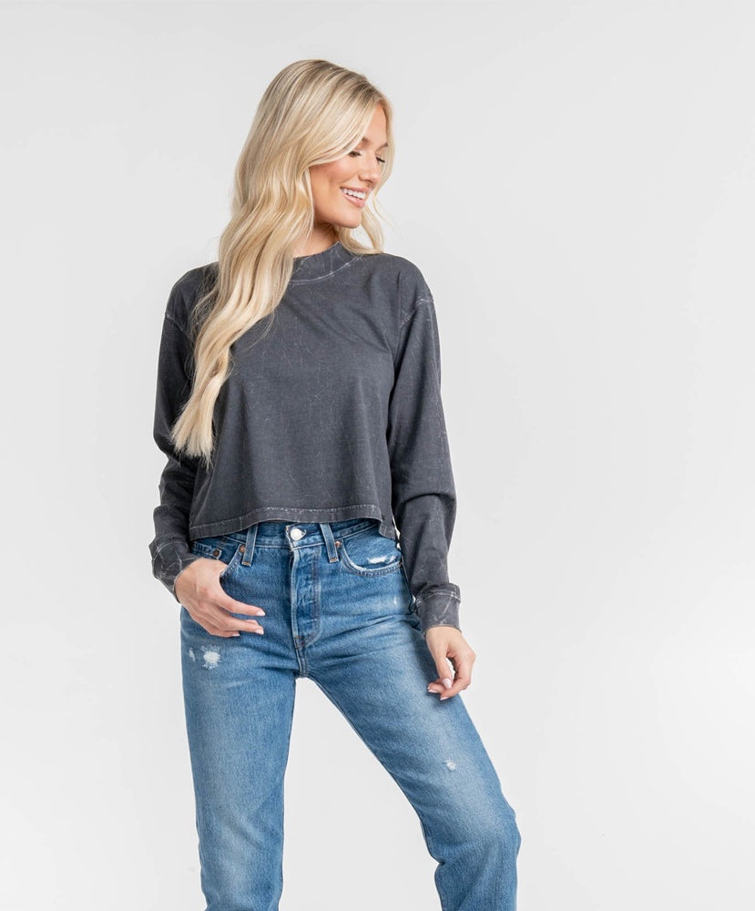 Southern Shirt Co - Mockneck Acid Washed Crop