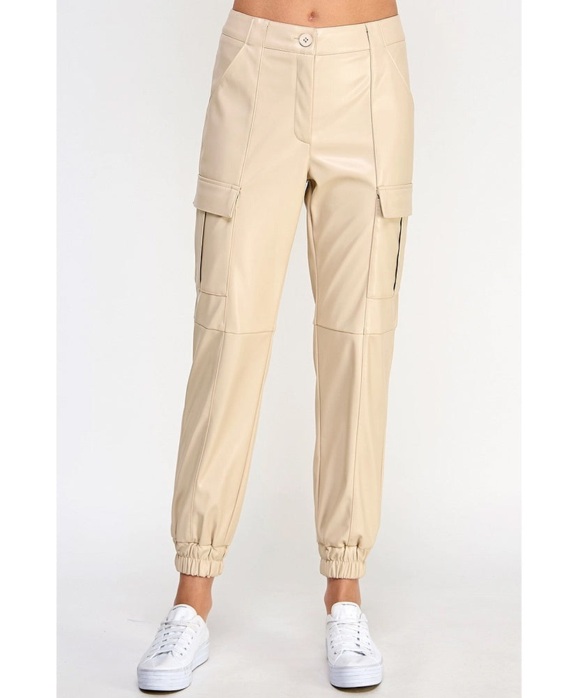 Lauren Leather Cargo Joggers