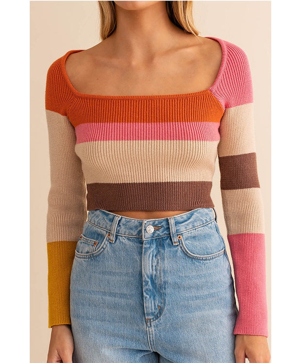 Callie Color Block Stripe Sweater