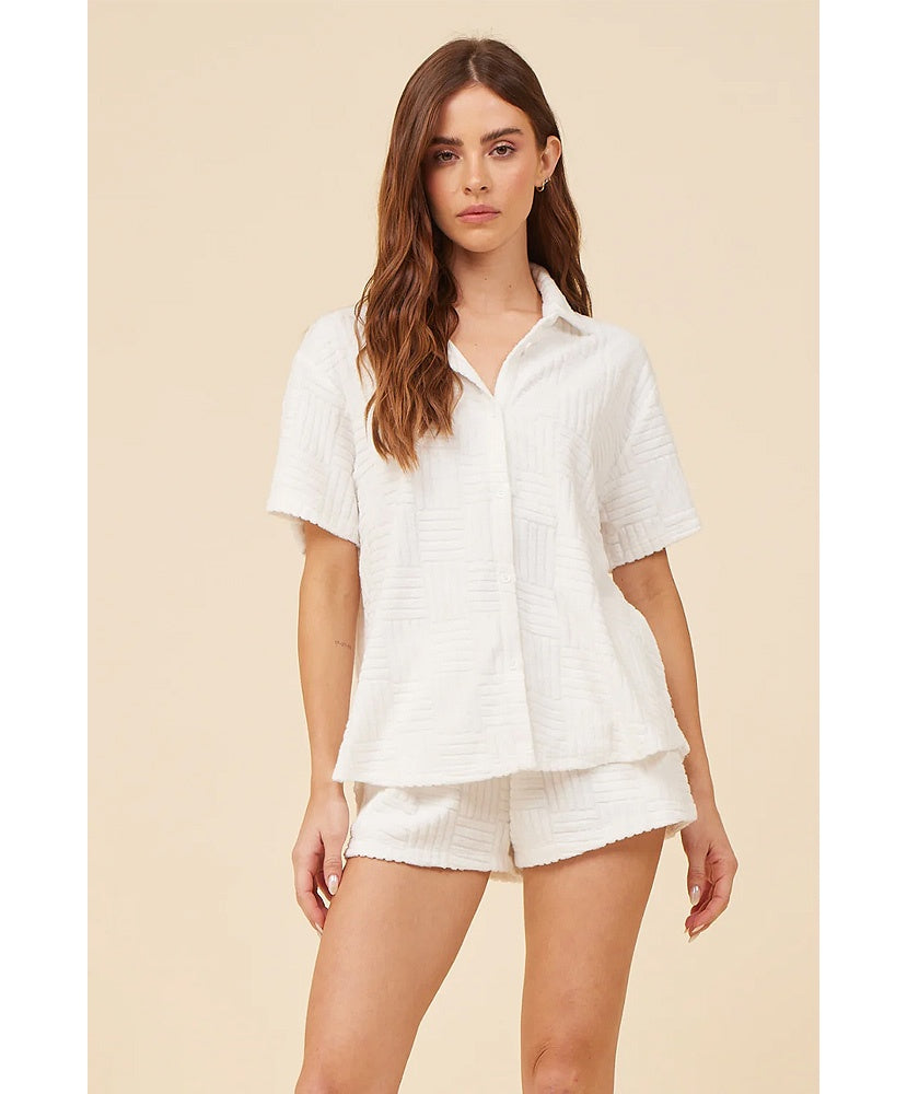 Coco Corded Terry Button Up Shirt