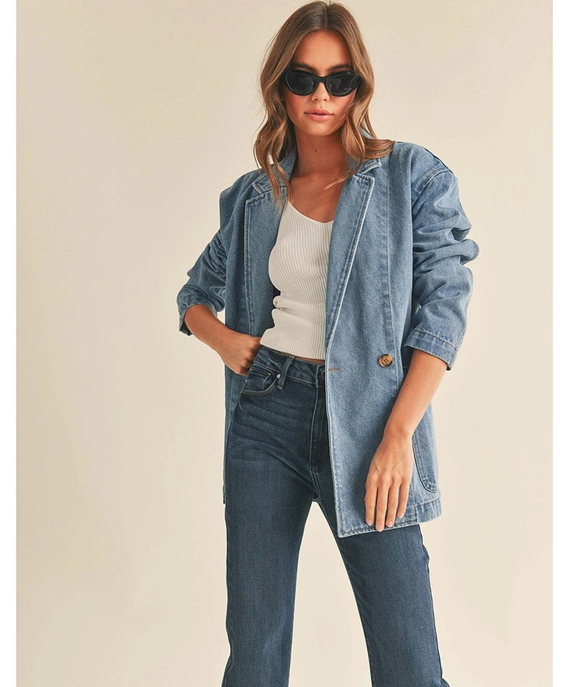 Overlap Denim Blazer