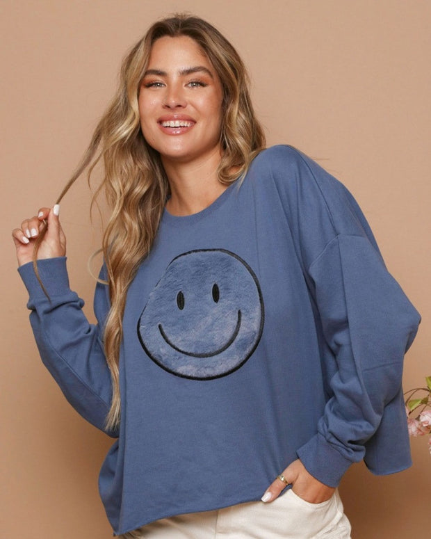 All Fun Fur Smiley Patch Sweatershirt