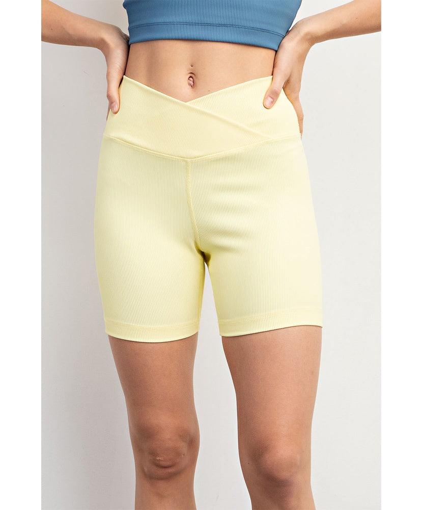 Crossover Ribbed Biker Shorts