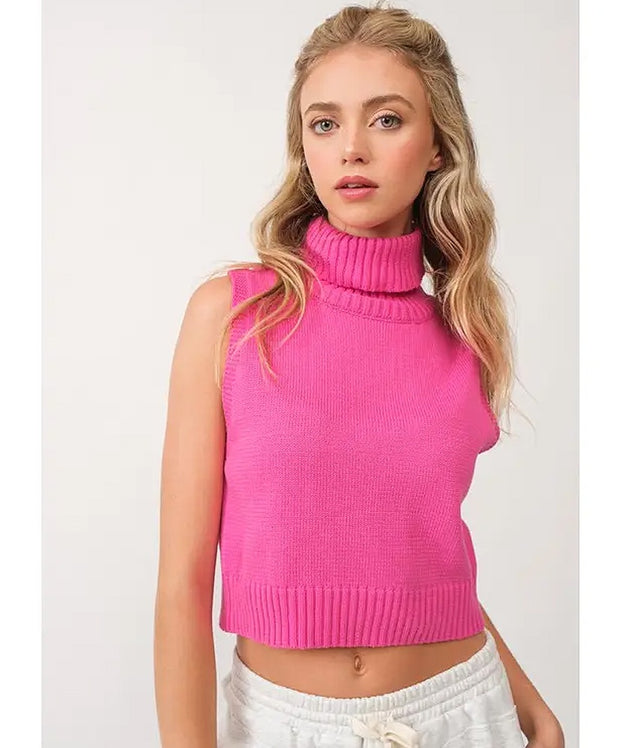 Josie Sleeveless Turtleneck Knit Sweater