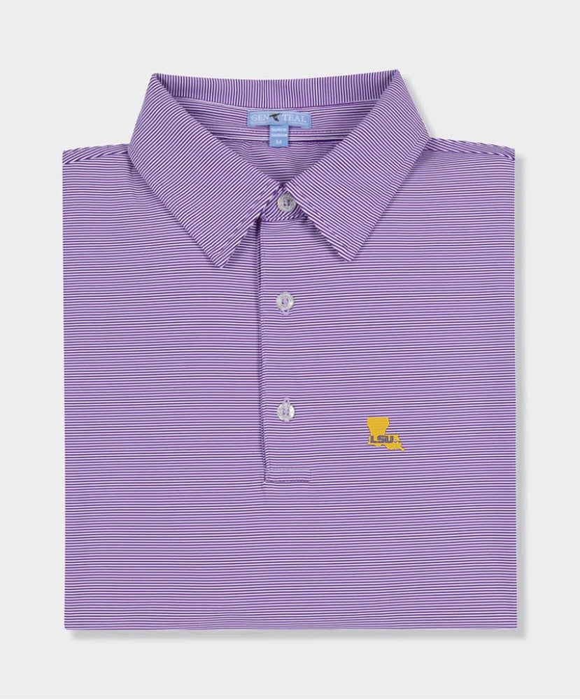 GenTeal - LSU Gold State Pinstripe Performance Polo