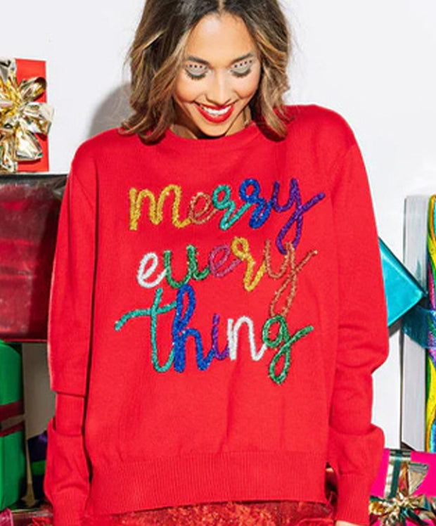 Queen Of Sparkles - Merry Everything Glitter Script  Sweater
