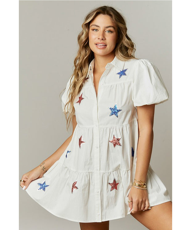 American Star Sequin Patch Dress