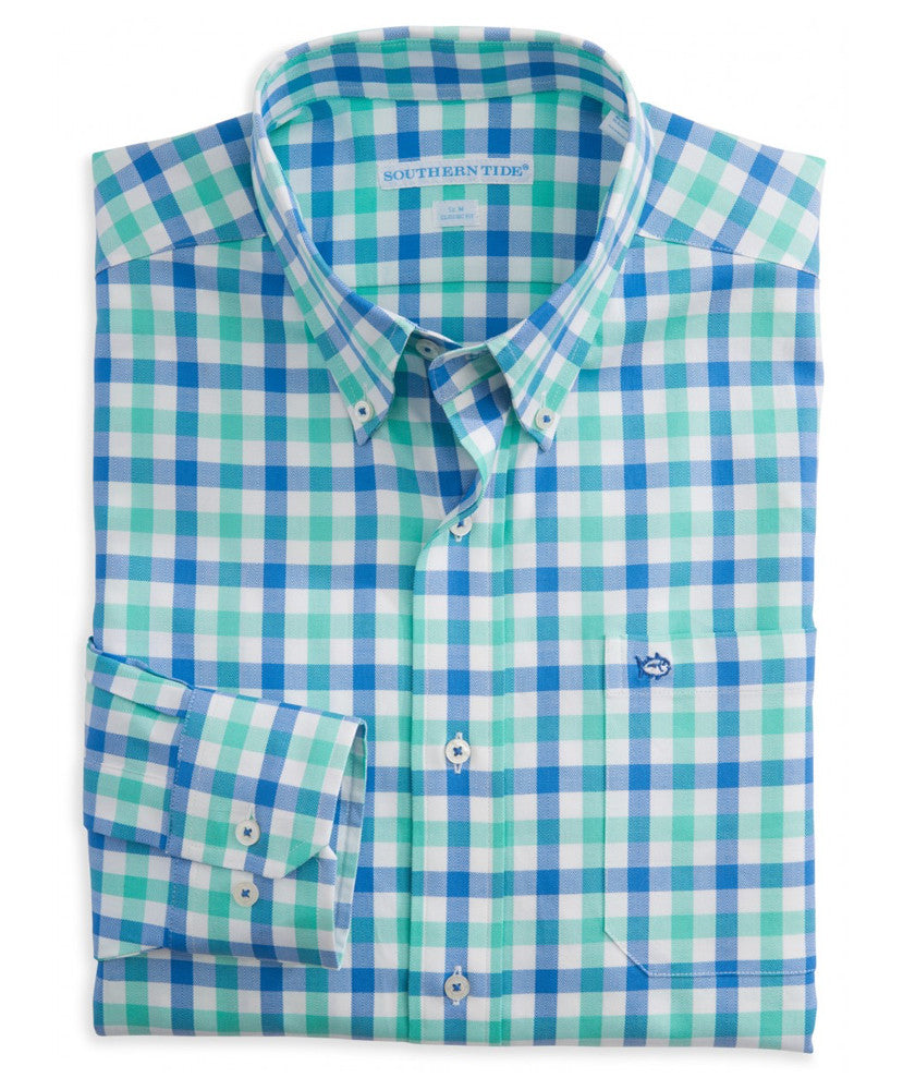 Southern Tide - Atlantic Check Sport Shirt - Bermuda Teal