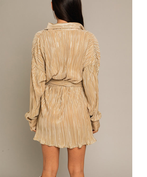 Night Party Pleated Shirt Dress