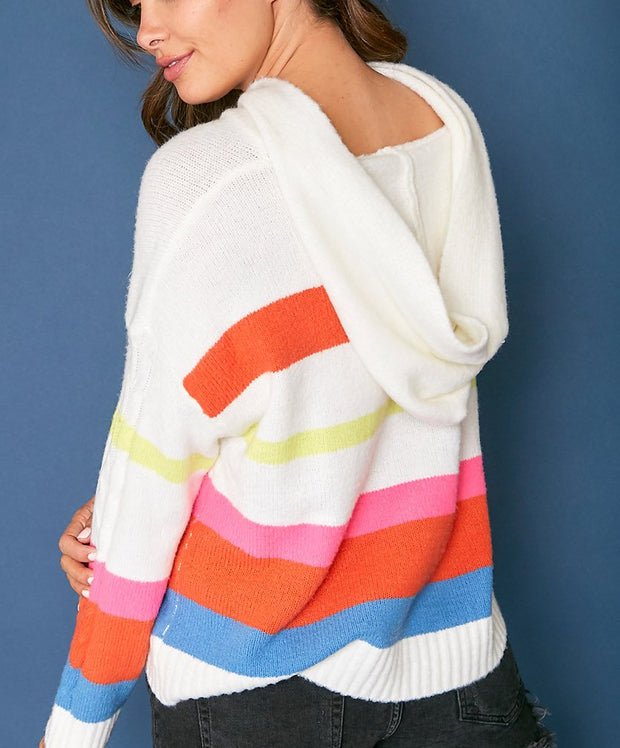 Light Up My Life Striped Hooded Sweater
