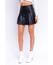 Pretty In Pleats Leather Skirt
