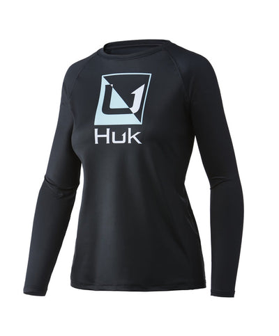 Huk Icon X Solid 1/4 Zip Womens Black - Compleat Angler Nedlands