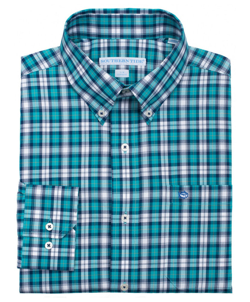 Southern Tide - Sonar Plaid Sport Shirt - Gulfstream