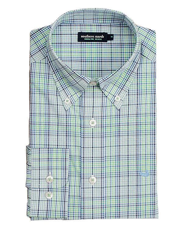 Southern Marsh - Sutton Plaid: Wrinkle Free - Navy/Green