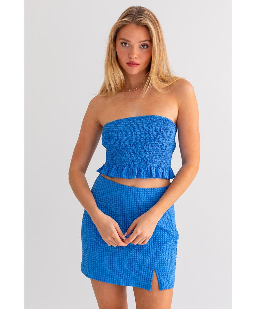 Saylor Smocked Tube Crop Top Shades Sunglasses