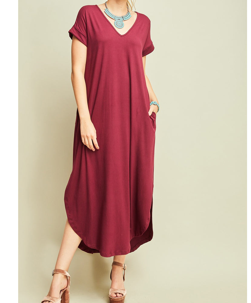 V-Neck Maxi Dress w/ Pockets