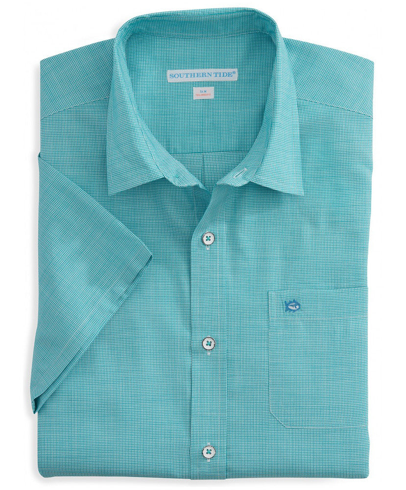 Southern Tide - Cast Off Check Short Sleeve Sport Shirt - Tidal Wave