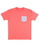 Southern Marsh - Stewart Pocket Tee - Coral/Blue Seersucker Front