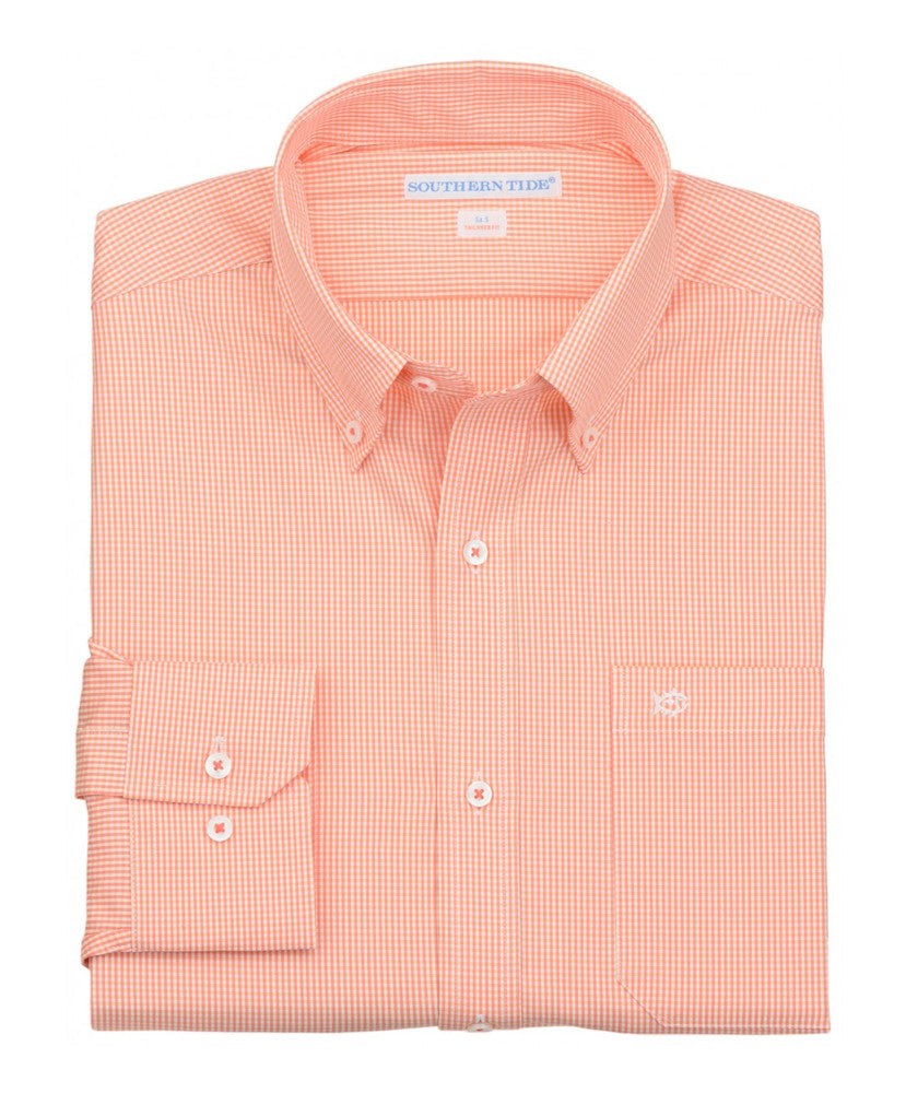 Southern Tide - Sea Island Check Sport Shirt - Coral Beach