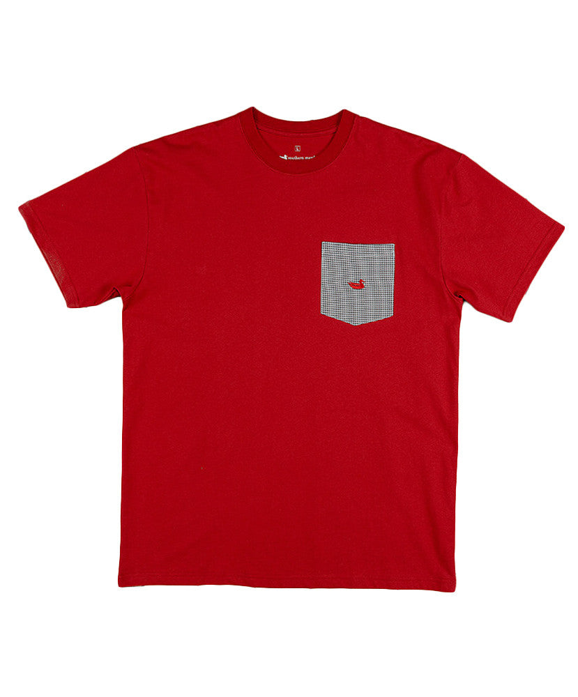 Southern Marsh - Stewart Pocket Tee - Crimson/Houndstooth