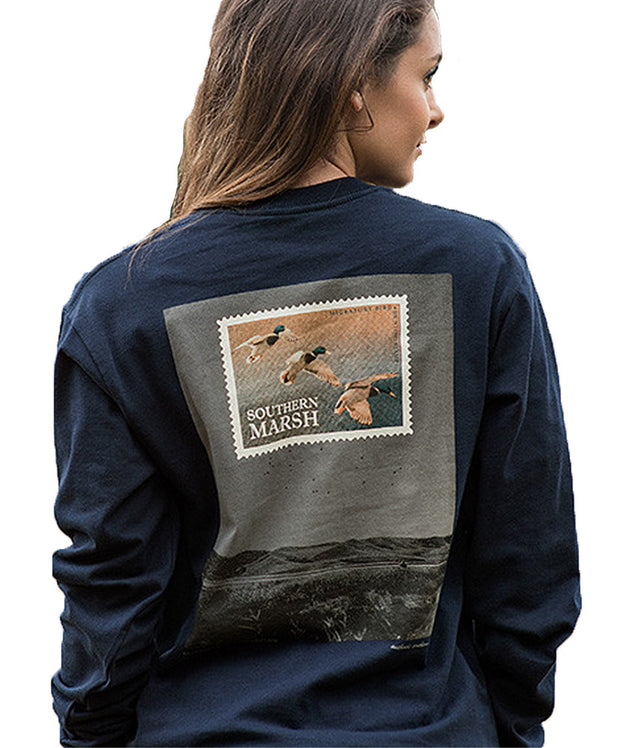 Southern Marsh - Duck Stamp Long Sleeve - Navy