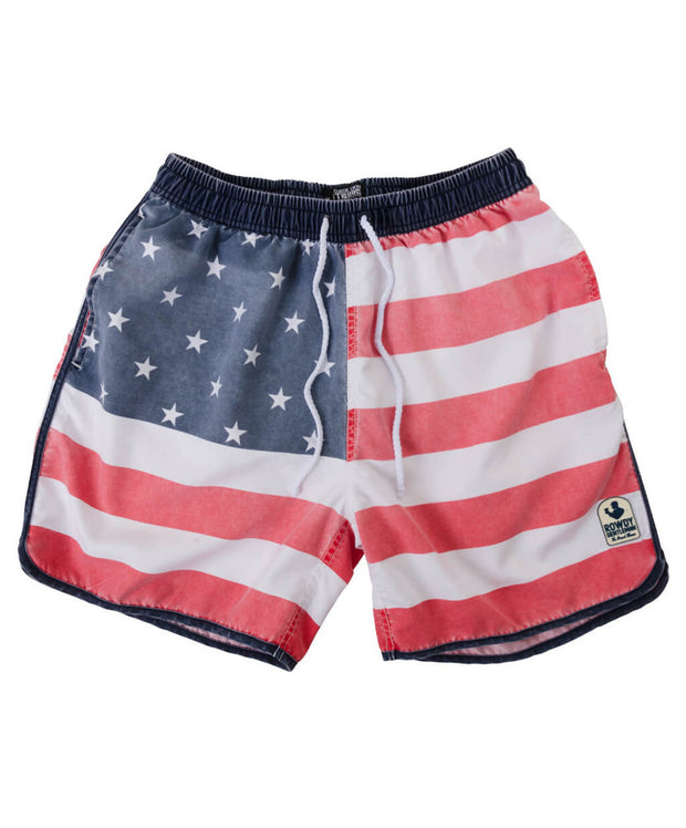 Rowdy Gentleman - Faded American Flag Swim Trunks