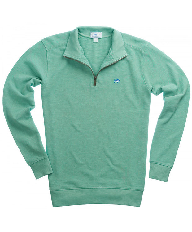 Southern Tide - Solid Pique 1/4 Zip Pullover Sweater - Haint Blue