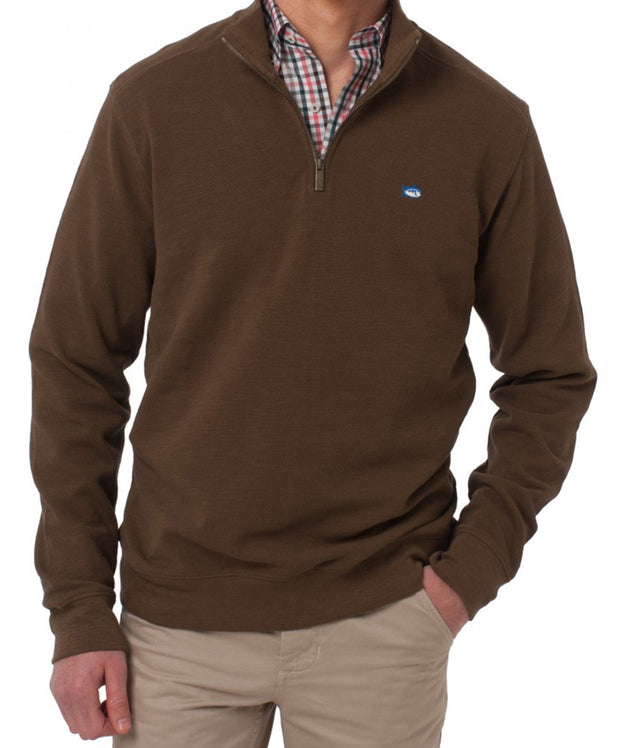 Southern Tide - Solid Pique 1/4 Zip Pullover Sweater - Hickory Stick