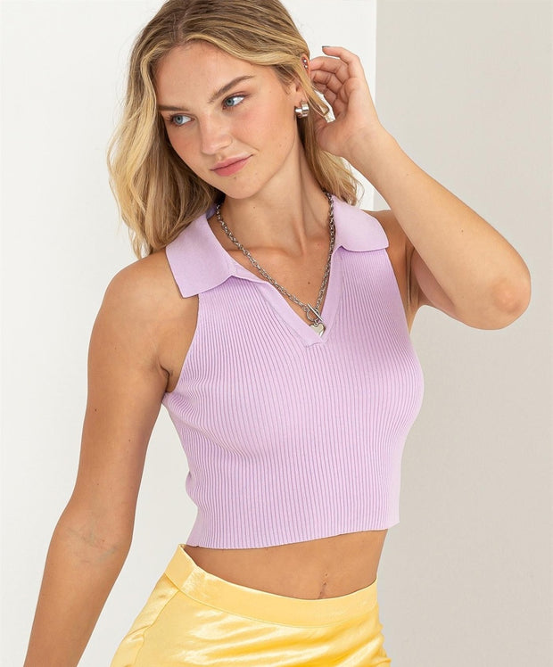 Remi Ribbed Collared Top