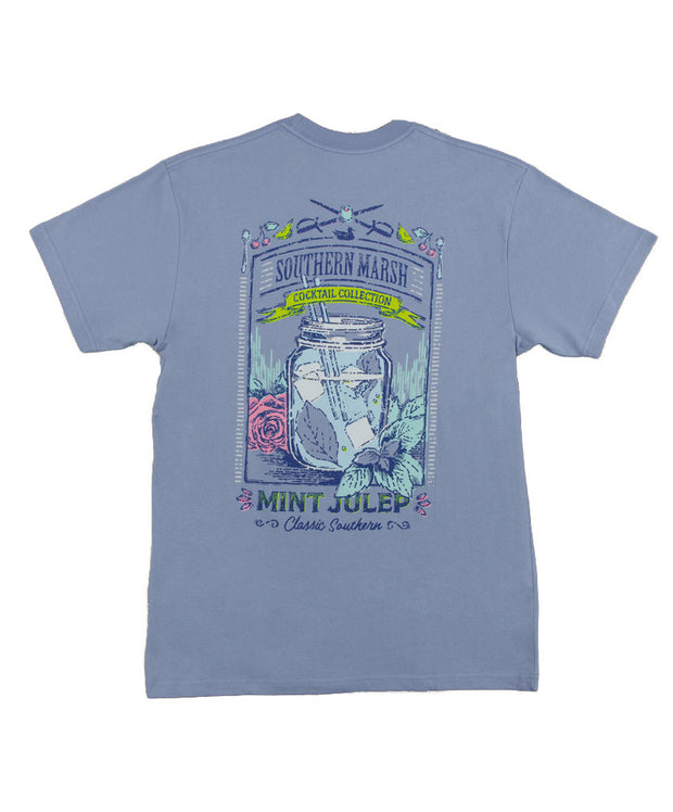Southern Marsh - Cocktail Collection Tee: Mint Julep - Light Blue Back
