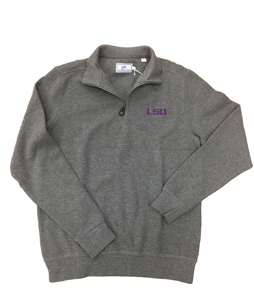 Southern Tide - Flat Back Rib 1/4 Zip-Heathered - LSU