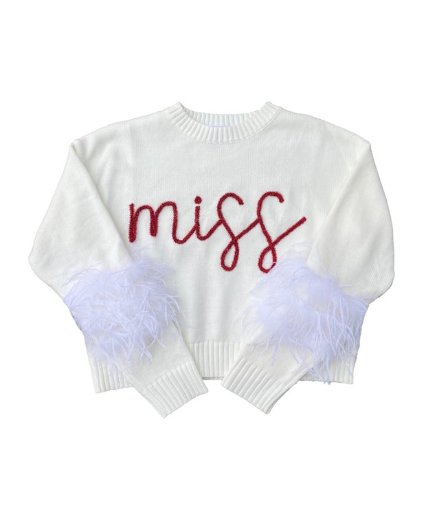 Queen of Sparkles - "Miss" Feather Sleeve Sweater